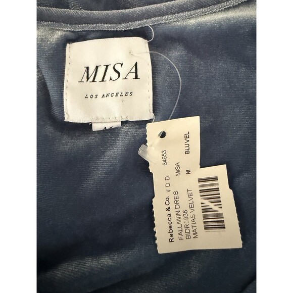 MISA Velvet Dress Blue Tiered Ruffles Tassels Size Medium NWT - Picture 15 of 15